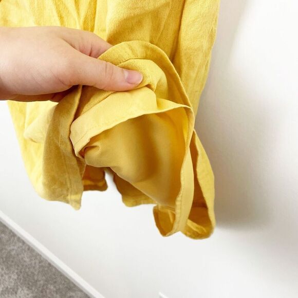 ❤️‍🔥5 for $25 Hollister mustard yellow linen textured dress bow front small - Picture 3 of 8